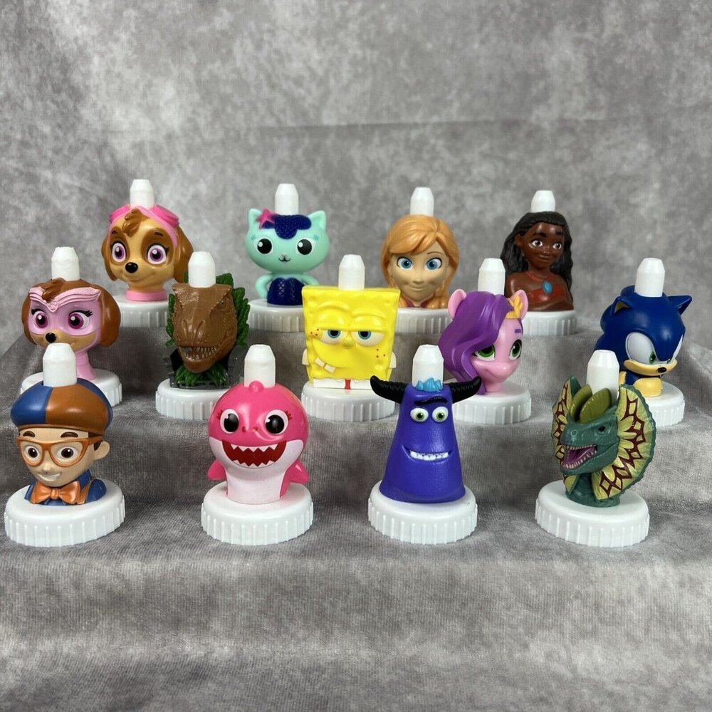 Good 2 Grow Juice Topper Lot of 13 Sonic Disney Spongebob MLP Assorted